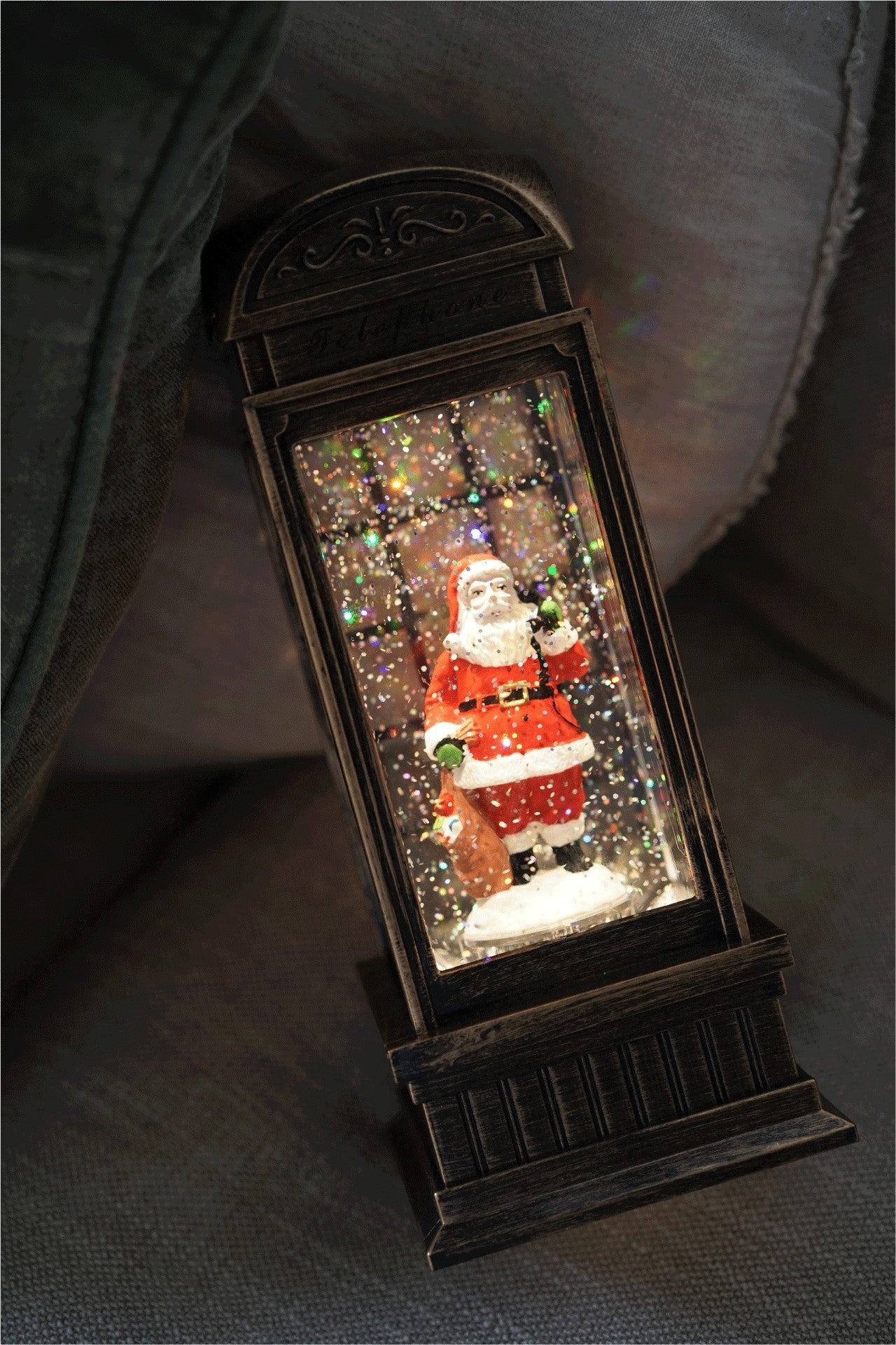 'Santa in the Phone Booth' Musical & Lighting Lantern